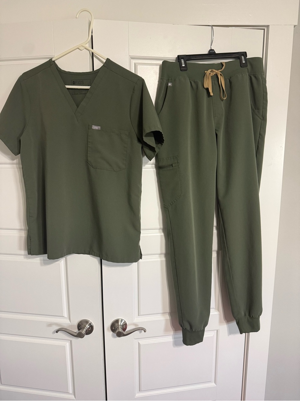 Figs Olive Scrub Top and Jogger Pants